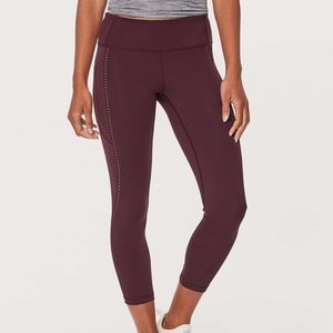 Lululemon Leggings Extra Mile Crop Maroon
